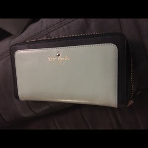 Kate spade green and black trim wallet